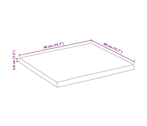 Tablero de mesa borde natural madera maciza mango 40x40x3,8 cm