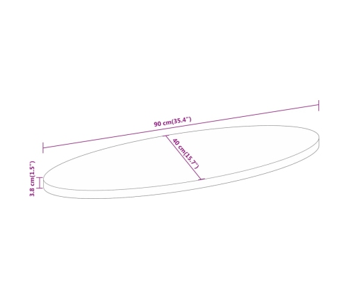 Tablero de mesa ovalado madera maciza de acacia 90x40x3,8 cm