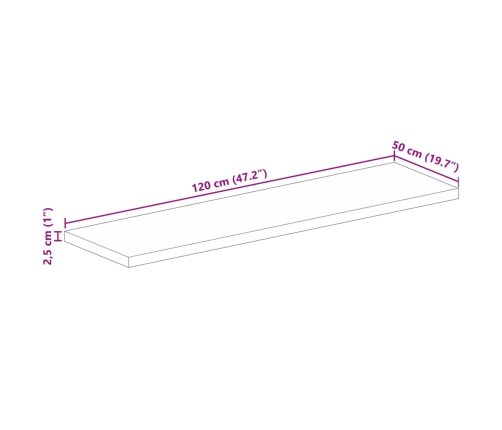 Tablero de mesa rectangular madera maciza acacia 120x50x2,5 cm