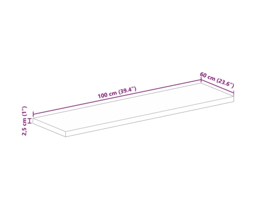 Tablero de mesa rectangular madera maciza acacia 100x60x2,5 cm
