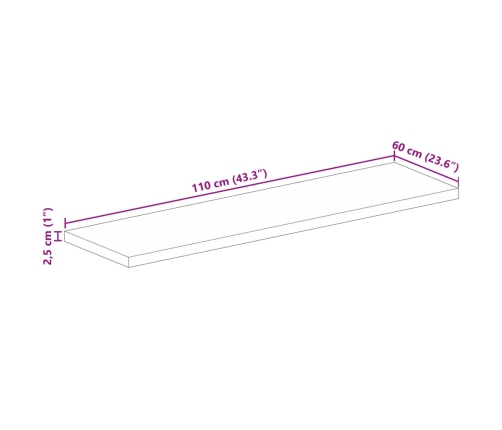 Tablero de mesa rectangular madera maciza acacia 110x60x2,5 cm