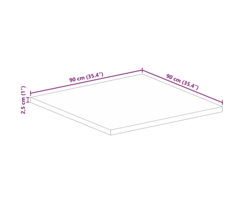 Tablero de mesa cuadrado madera maciza de acacia 90x90x2,5 cm