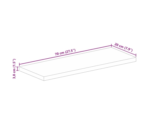 Tablero de mesa rectangular madera maciza acacia 70x20x3,8 cm