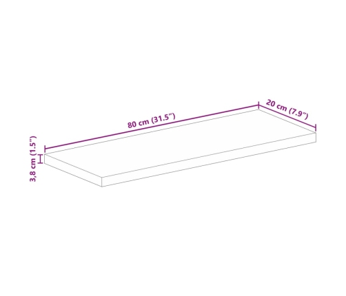 Tablero de mesa rectangular madera maciza acacia 80x20x3,8 cm