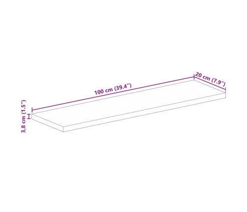 Tablero de mesa rectangular madera maciza acacia 100x20x3,8 cm