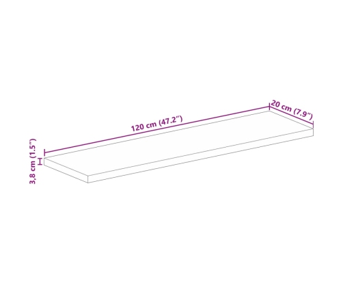 Tablero de mesa rectangular madera maciza acacia 120x20x3,8 cm