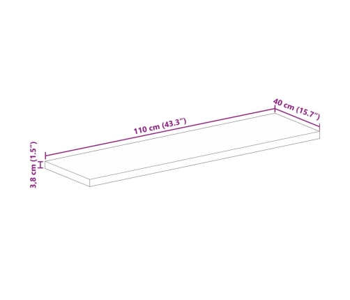 Tablero de mesa rectangular madera maciza acacia 110x40x3,8 cm