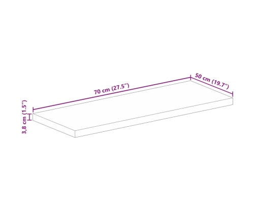 Tablero de mesa rectangular madera maciza acacia 70x50x3,8 cm