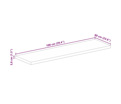 Tablero de mesa rectangular madera maciza acacia 100x60x3,8 cm