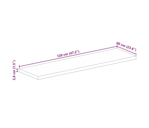 Tablero de mesa rectangular madera maciza acacia 120x60x3,8 cm