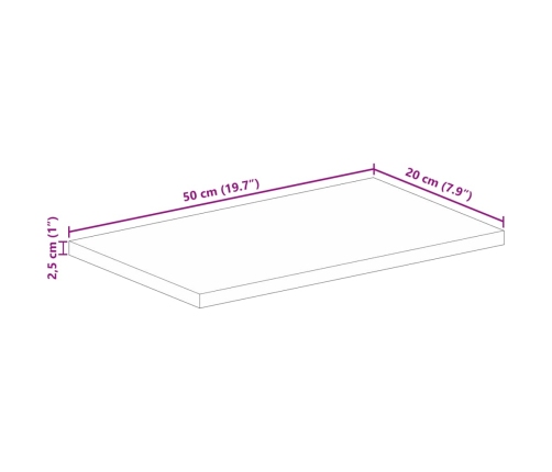 Tablero mesa rectangular madera maciza reciclada 50x20x2,5 cm