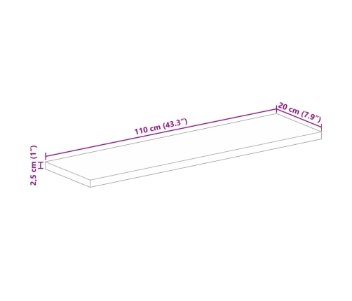 Tablero mesa rectangular madera maciza reciclada 110x20x2,5 cm