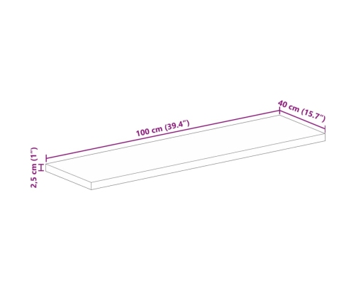 Tablero mesa rectangular madera maciza reciclada 100x40x2,5 cm