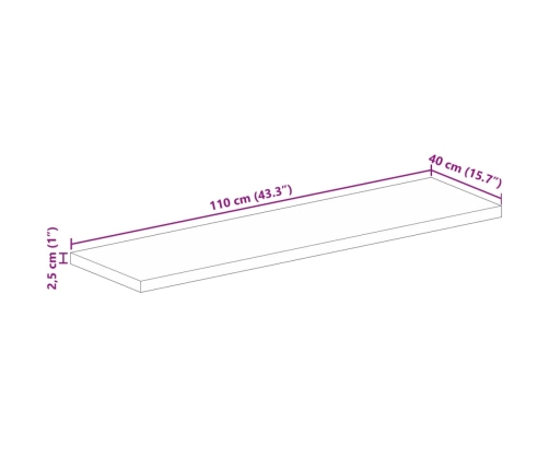 Tablero mesa rectangular madera maciza reciclada 110x40x2,5 cm