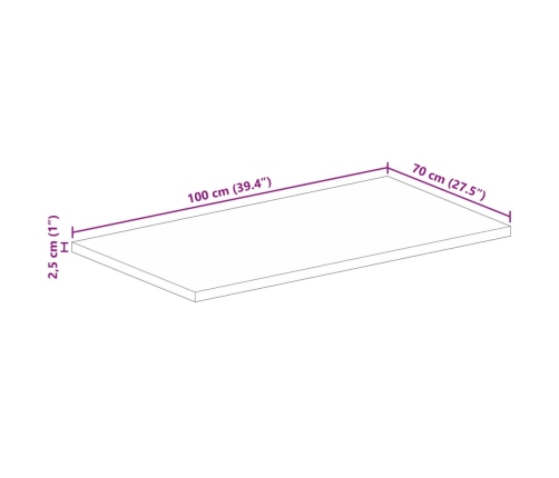 Tablero mesa rectangular madera maciza reciclada 100x70x2,5 cm