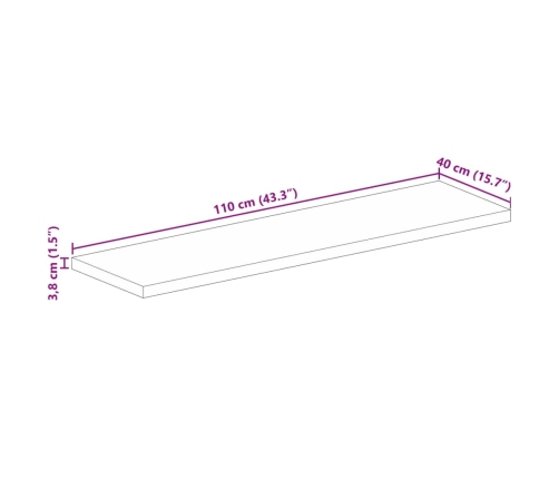 Tablero mesa rectangular madera maciza reciclada 110x40x3,8 cm