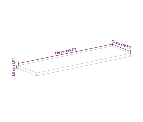 Tablero mesa rectangular madera maciza reciclada 110x50x3,8 cm