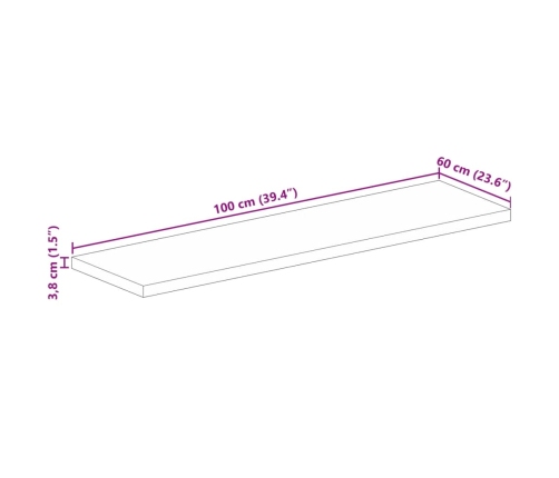 Tablero mesa rectangular madera maciza reciclada 100x60x3,8 cm