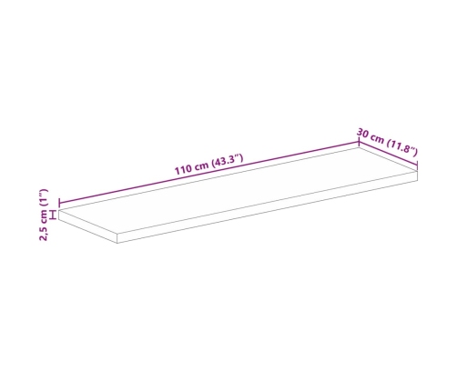 Tablero mesa rectangular madera maciza reciclada 110x30x2,5 cm