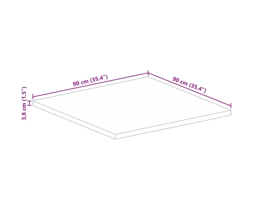 Tablero de mesa cuadrado madera maciza reciclada 90x90x3,8 cm