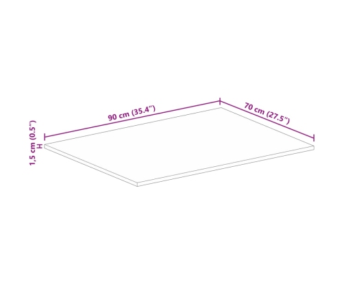 Tablero de mesa rectangular madera mango rugosa 90x70x1,5 cm