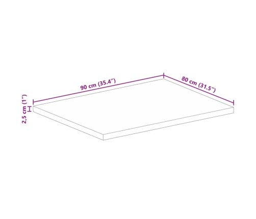 Tablero de mesa rectangular madera mango rugosa 90x80x2,5 cm