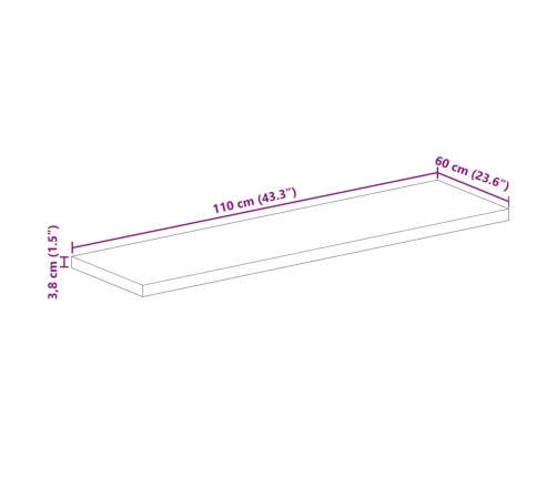 Tablero de mesa rectangular madera mango rugosa 110x60x3,8 cm