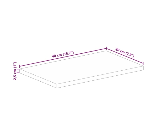 Tablero de mesa rectangular madera maciza mango 40x20x2,5 cm