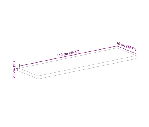 Tablero de mesa rectangular madera maciza mango 110x40x2,5 cm