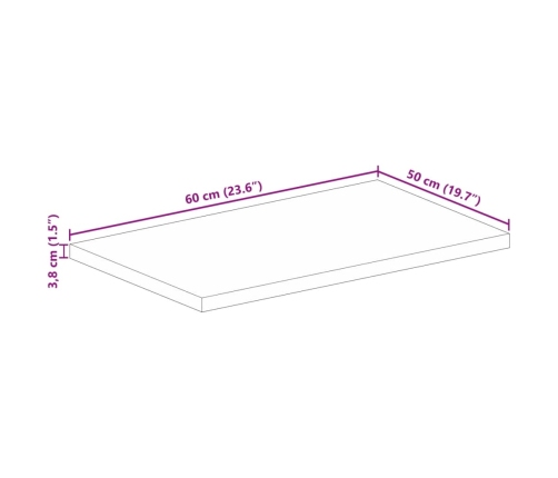 Tablero de mesa rectangular madera maciza mango 60x50x3,8 cm