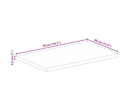 Tablero de mesa rectangular madera maciza mango 50x30x2,5 cm