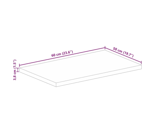 Tablero de mesa rectangular madera maciza mango 60x50x3,8 cm