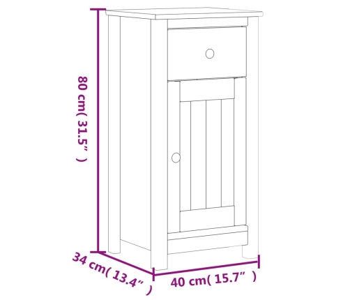 Mueble de baño BERG madera maciza de pino blanco 40x34x80 cm