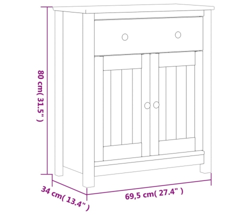 Mueble de baño BERG madera maciza de pino negro 69,5x34x80 cm