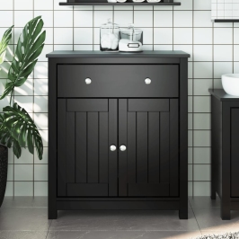 Mueble de baño BERG madera maciza de pino negro 69,5x34x80 cm