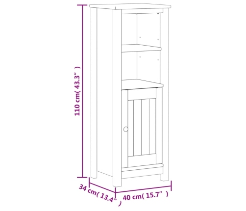 Mueble de baño BERG madera maciza de pino blanco 40x34x110 cm