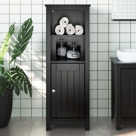 Mueble de baño BERG madera maciza de pino negro 40x34x110 cm