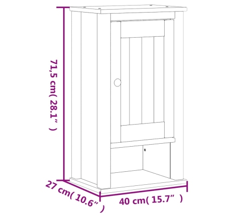 Mueble de pared baño BERG madera maciza pino negro 40x27x71,5cm