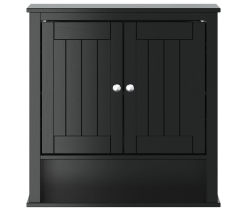 Mueble de pared baño BERG madera maciza negro 69,5x27x71,5 cm