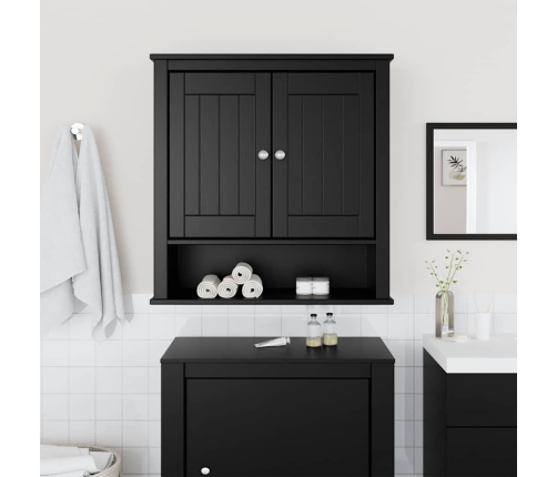 Mueble de pared baño BERG madera maciza negro 69,5x27x71,5 cm