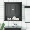 Mueble de pared baño BERG madera maciza negro 69,5x27x71,5 cm