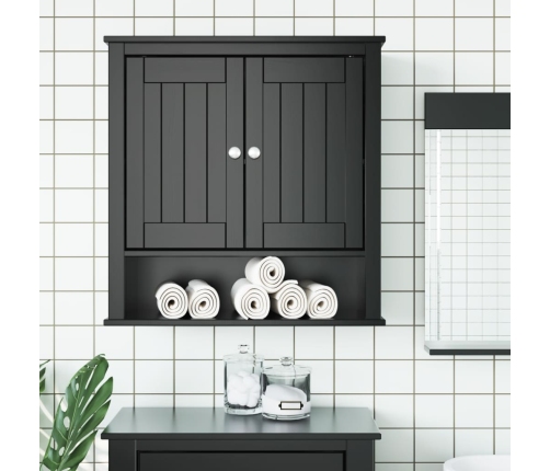 Mueble de pared baño BERG madera maciza negro 69,5x27x71,5 cm