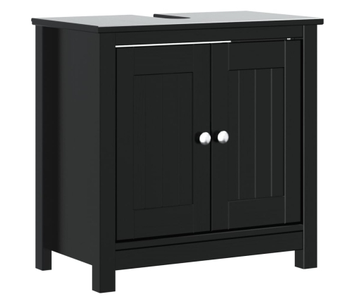 Mueble de lavabo baño BERG madera maciza pino negro 60x34x59cm