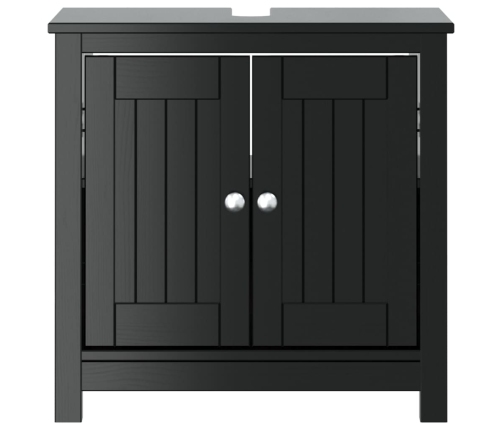 Mueble de lavabo baño BERG madera maciza pino negro 60x34x59cm