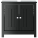 Mueble de lavabo baño BERG madera maciza pino negro 60x34x59cm