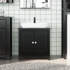 Mueble de lavabo baño BERG madera maciza pino negro 60x34x59cm