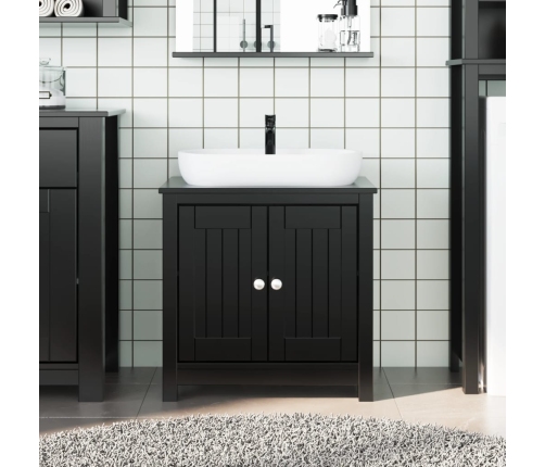 Mueble de lavabo baño BERG madera maciza pino negro 60x34x59cm