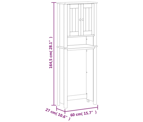 Mueble para inodoro BERG madera maciza blanco 60x27x164,5 cm