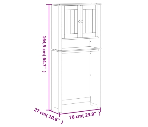 Mueble para lavadora BERG madera maciza blanco 76x27x164,5 cm