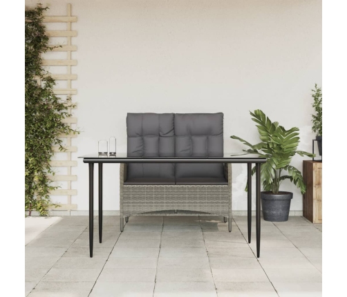 Juego de comedor jardín 2 pzas con cojines ratán sintético gris